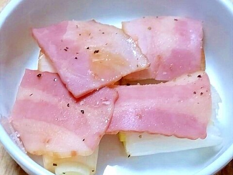 長ねぎとベーコンのソテー